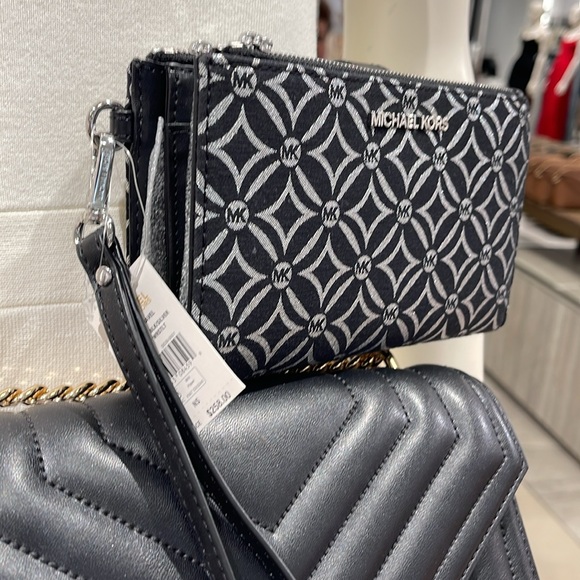 Michael Kors Jet Set Travel Large Double-Zip Wristlet-Wallet-PhoneHolder Black - Picture 2 of 16